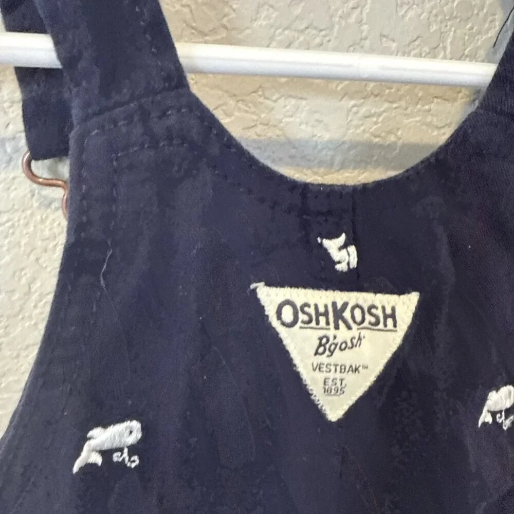 Osh Kosh B'Gosh Overall Dress Size 3T Months Navy Blue White Whales Nautical